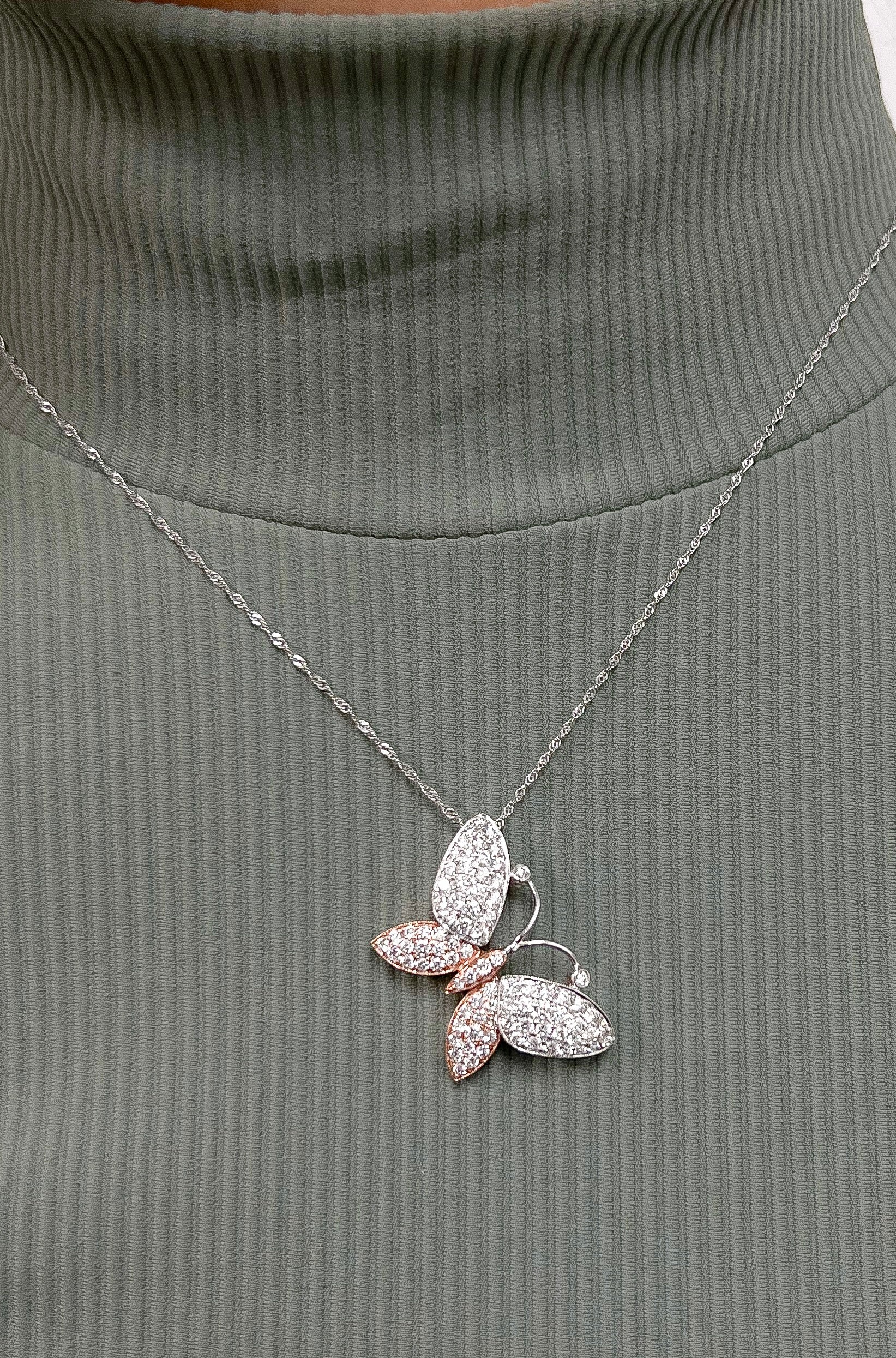 Crystal Butterfly Pendant Necklace – Vivian Grace